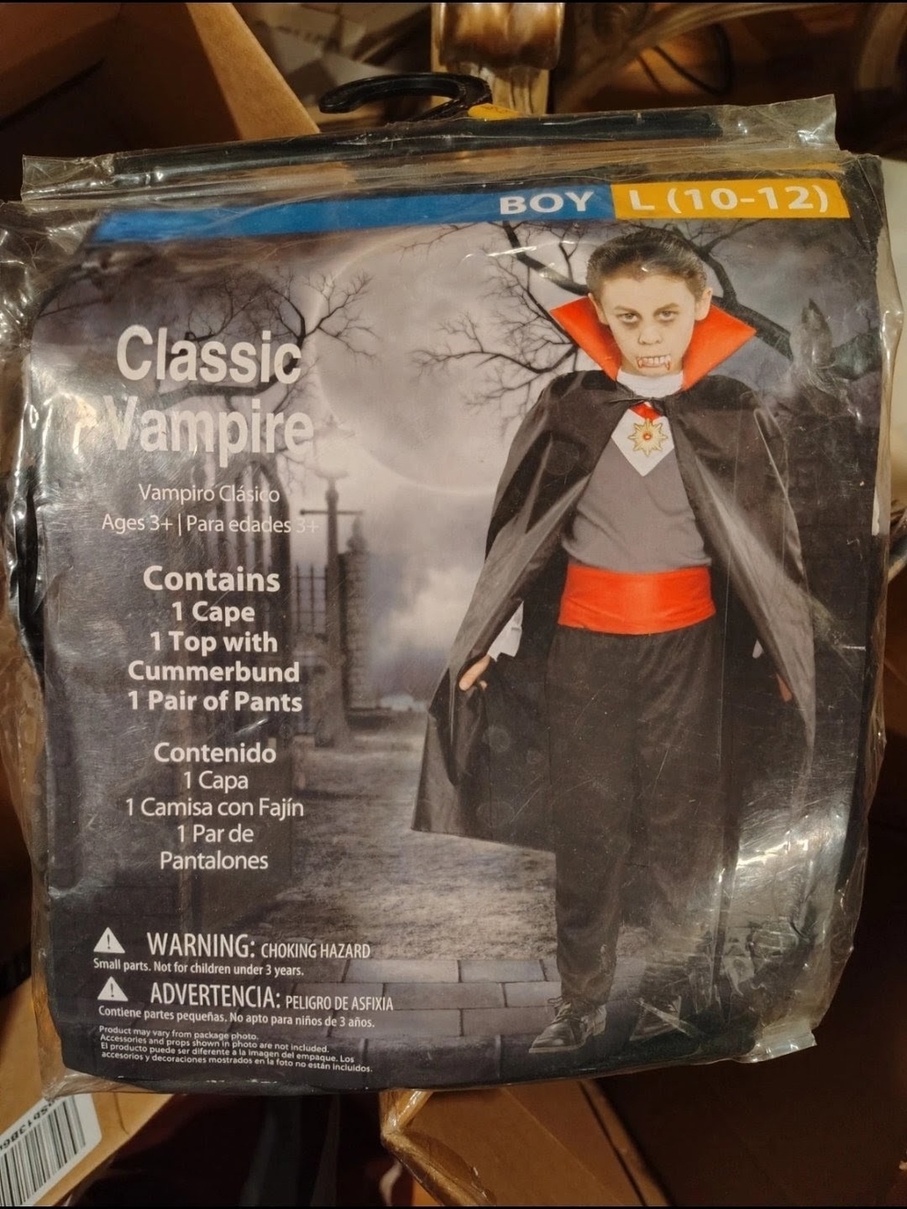 Black & Red Classic Vampire Costume for Kids L (10-12)